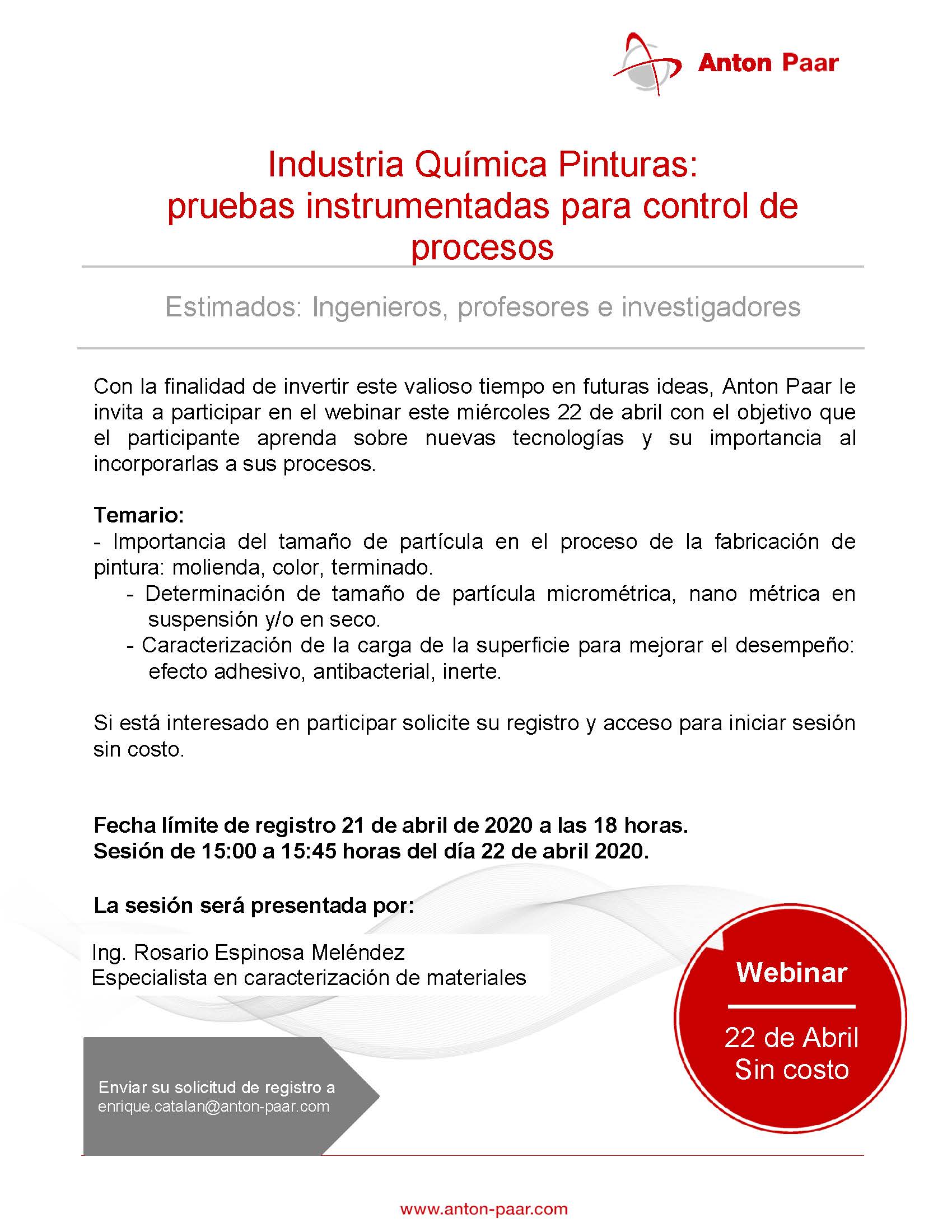 Industria Química Pinturas:  pruebas instrumentadas para control de procesos