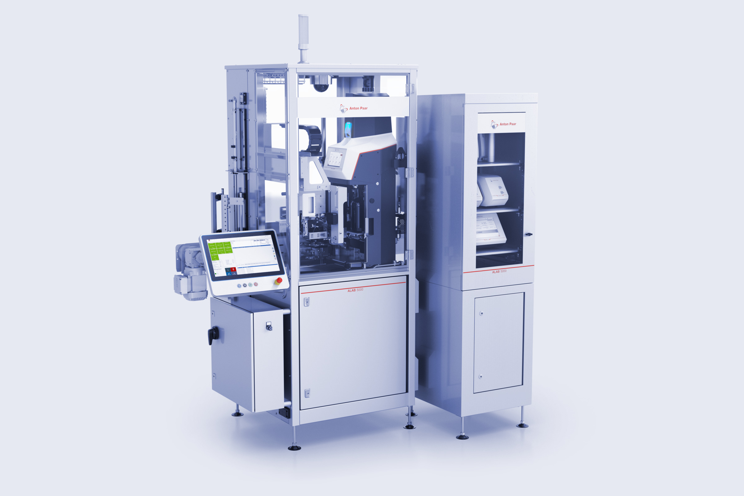 Anton Paar ALAB 5000 Analytic automated laboratory system with integrated analytical module, touchscreen control panel, and instrument cabinet