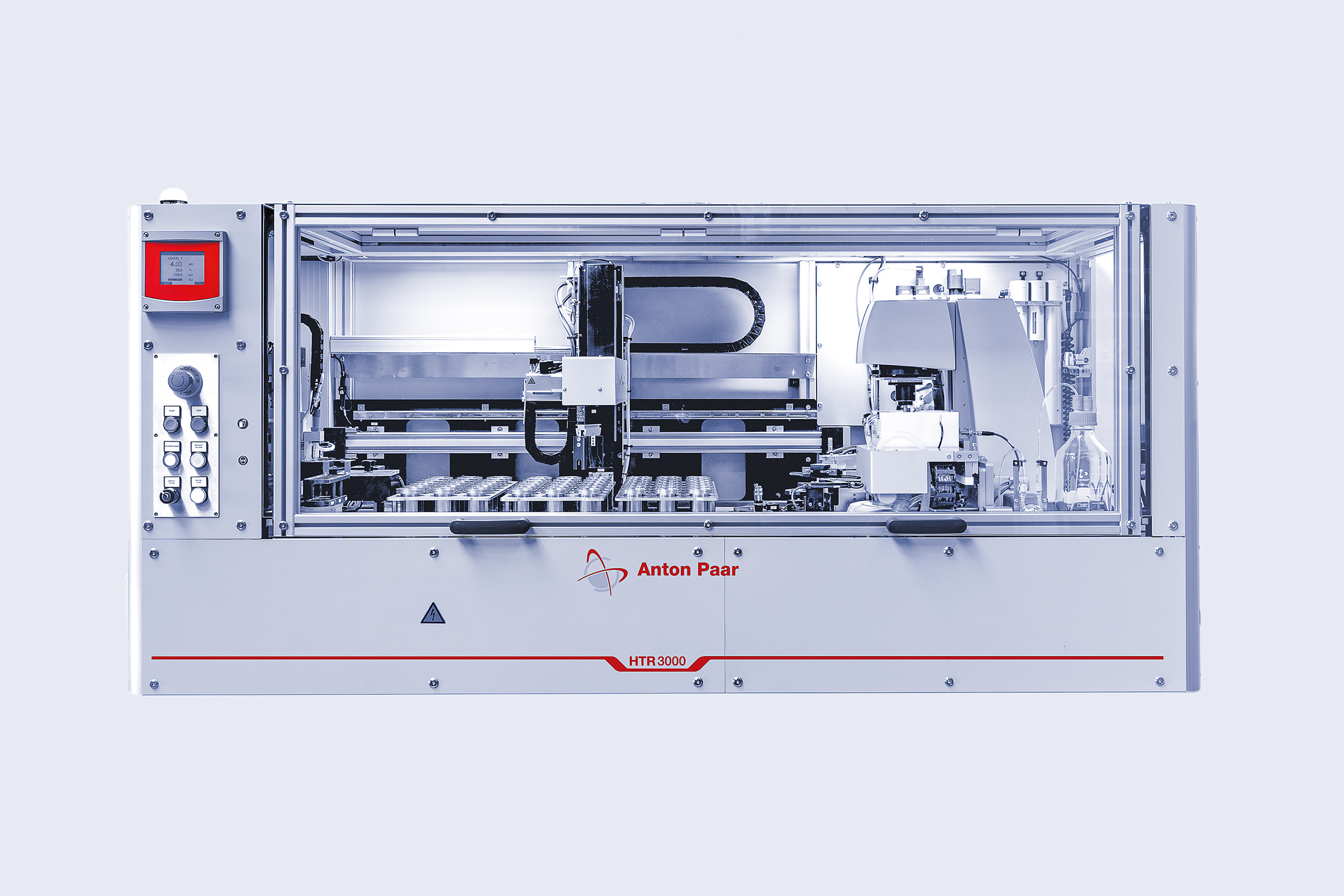 Anton Paar HTR 3000 automated laboratory system with robotic sample handling, vial trays, and integrated analytical modules