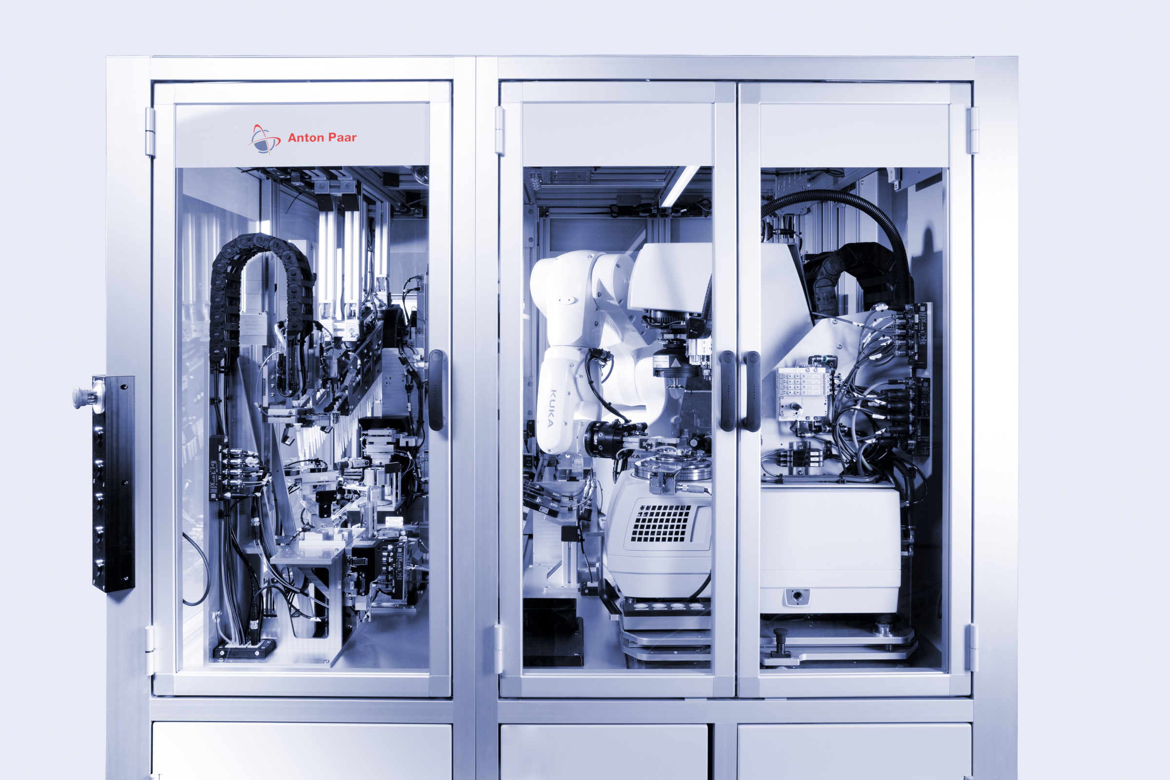 Anton Paar HTR 7000 automated laboratory system with robotic arm, enclosed sample handling modules, and integrated analytical instrumentation