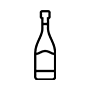 Black outline icon of a bottle with a rectangular label area