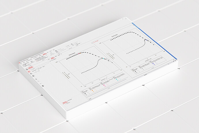 RheoCompass software interface showing two rheometer measurement graphs on a white tiled surface