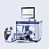 Brabender AbsorptoMeter with open hopper and measuring chamber, integrated display showing torque curve, connected via tubing to dosing unit and reagent bottle on lab bench
