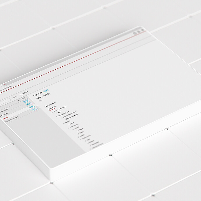 Julia Suite user management screen showing roles and permissions on a white tiled surface