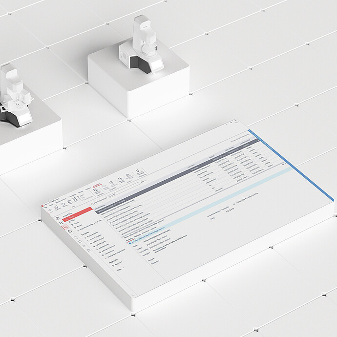RheoCompass software interface showing a measurement data table with two Anton Paar rheometers on white tiles