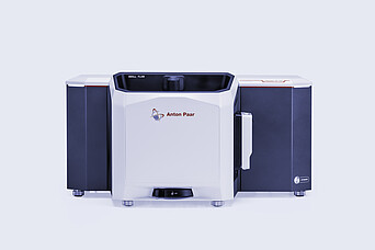 Anton Paar Litesizer DIF 500 laser diffraction analyzer with Small Flow unit, front view on a light gray studio background