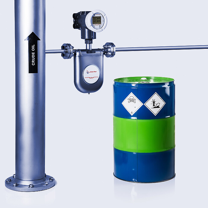 The Type U L-Cor 8000 Coriolis mass flow meter with petrochemical samples