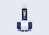 Anton Paar MCR 73 Modular Compact Rheometer in front view with open measuring area and touchscreen home menu.