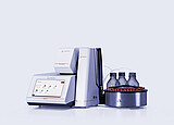 Anton Paar DMA 5002 density meter with Xsample 631 sample changer, vial carousel, bottles, tubing, and Xsample module
