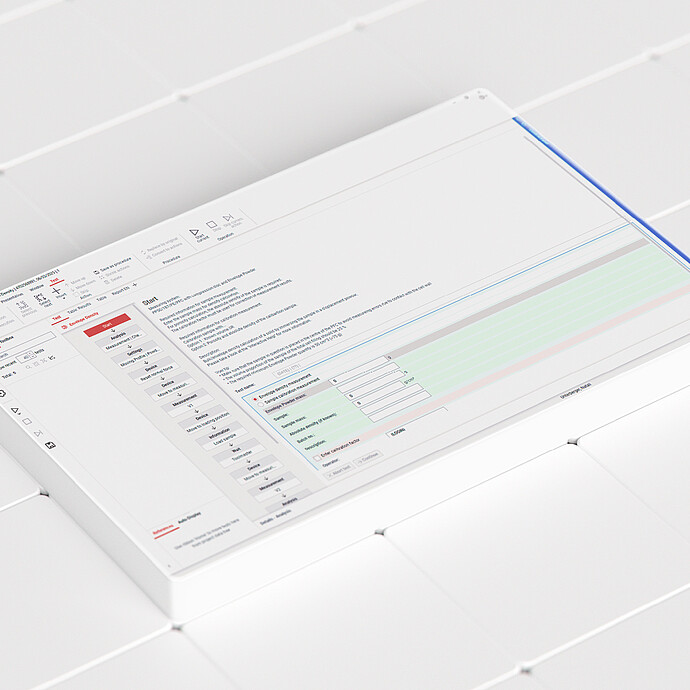 RheoCompass software screen for an Anton Paar rheometer showing test setup fields and measurement controls