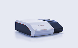 Benchtop view of the Anton Paar Litesizer DLS 301 particle analyzer with closed sample compartment, placed on a reflective surface.