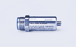 Inline refractometer sensor Anton Paar L-Rix 2100 EG with threaded process connections, stainless steel housing, and printed technical label