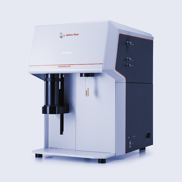 Anton Paar Autosorb 3300 chemisorption analyzer shown at an angle with furnace, sample tube, and side gas connections visible