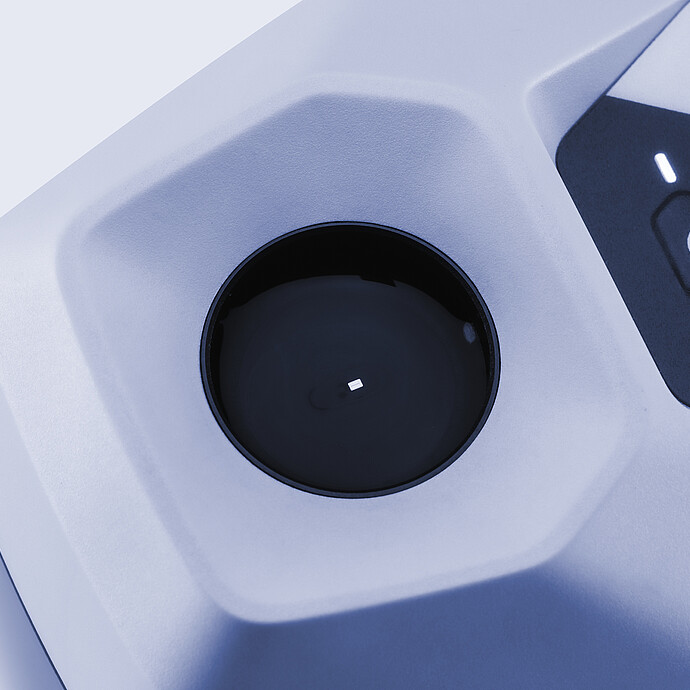 Close-up view of the Anton Paar pH2Go digital pH meter, focusing on the circular sample well and illuminated control button.