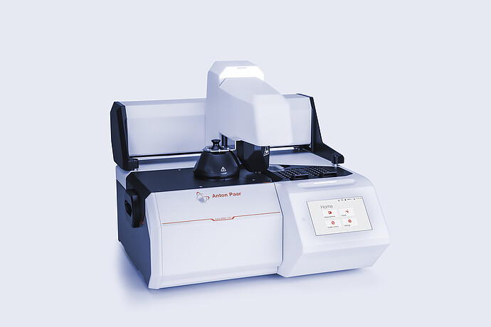 Anton Paar Julia DSC 500 with automated sample changer and integrated touchscreen showing home menu, on a neutral background