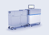 TwinLab Series with Brabender B-TSE-A 20/40 twin-screw extruder and MetaStation 8E, monitor showing test curves.