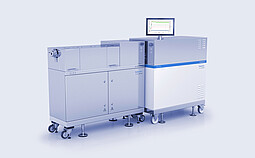 TwinLab Series with Brabender B-TSE-A 20/40 twin-screw extruder and MetaStation 8E, monitor showing test curves.