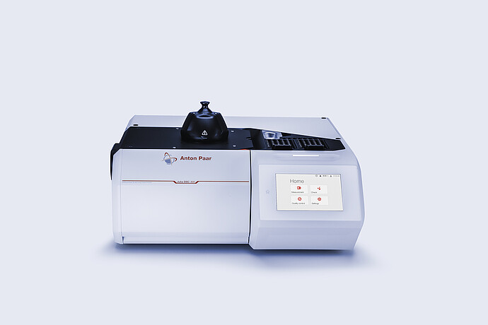 Anton Paar Julia DSC 300 differential scanning calorimeter with integrated touchscreen showing home menu, on a neutral background