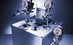 Oxidation Stability Tester OBA 1 consisting  of a bath, 4 pressure vessels and digital manometers