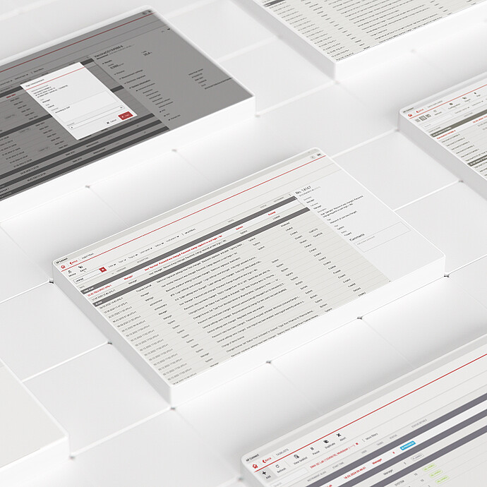 AP Connect interfaces showing measurement records, item details, and input dialogs on a white grid