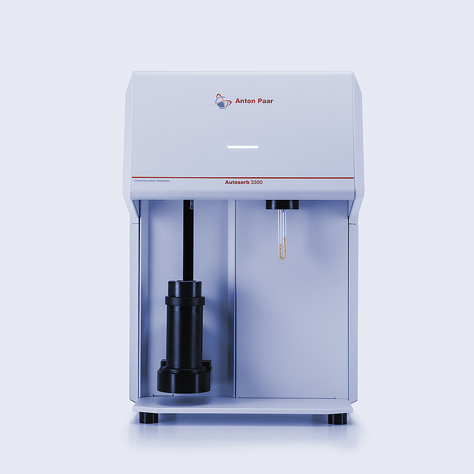 Anton Paar Autosorb 3300 chemisorption analyzer with open front compartments, furnace assembly, and sample tube visible