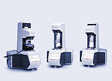 Three Anton Paar Entry Level Rheometer MCR instruments with different measuring setups and touchscreen home menus.
