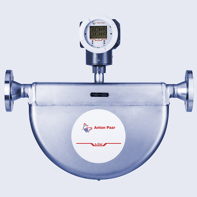 The Type B L-Cor 4000 Coriolis mass flow meter from the front
