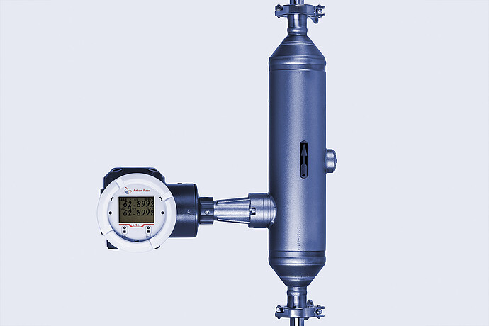 The Type S L-Cor 6000 Coriolis mass flow meter installed vertically