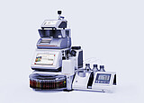 Anton Paar flavor and fragrance measurement system with DMA 5001, Xsample 5200, stacked modules, sample tubes, and CM-5 color meter