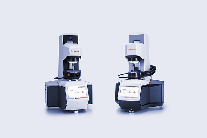 Two Anton Paar SmartPave dynamic shear rheometers shown side by side on a light background.