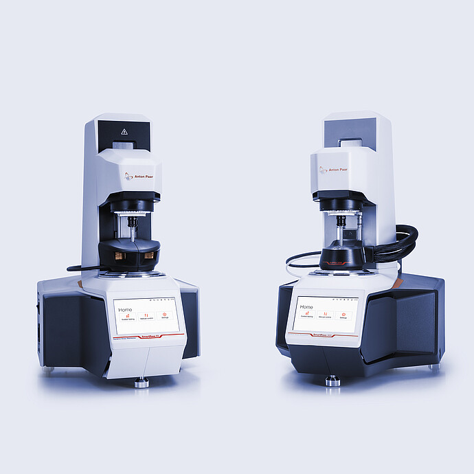 Two Anton Paar SmartPave dynamic shear rheometers shown side by side on a light background.