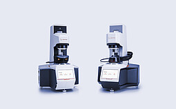 Two Anton Paar SmartPave dynamic shear rheometers shown side by side on a light background.