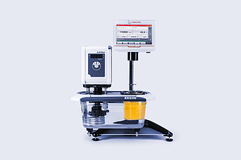 ViscoQC 300 rotational viscometer with Julabo water bath temperature control accessory and immersed sample beaker