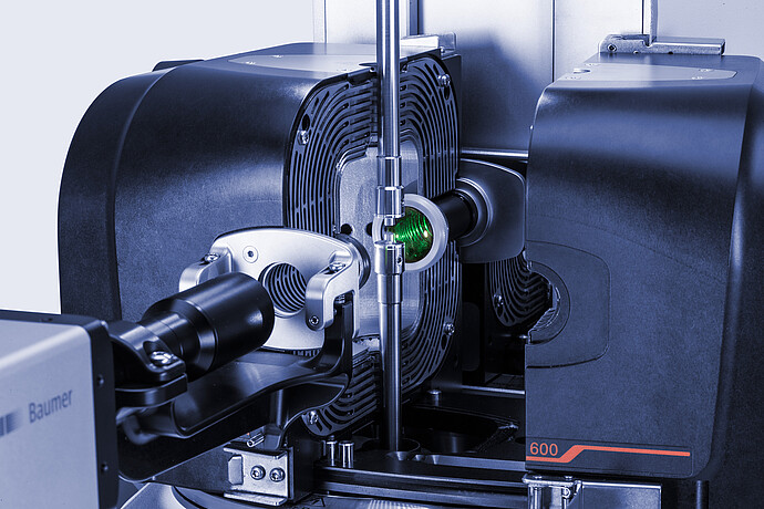 Close-up of the capillary-breakup fixture, camera and CTD 600 temperature-control unit on an MCR 703 MultiDrive