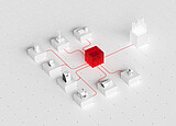 AP Connect shown as a red central cube linking multiple stylized Anton Paar instruments on a white grid