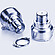 L-Rix inline refractometer with a stainless steel housing, shown in two positions along with a tri-clamp connector for hygienic installation