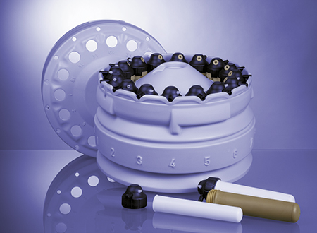 The acid digestion rotor 16MF100 with 16 pressure vessels is designed for high sample throughput and efficient handling.