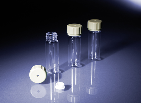 Screwable Wheaton® glass vials (15x46 mm) for use in Rotor 64MG5 and Rotor 4X24 MG5.