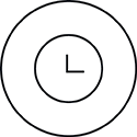 Circular icon with clock symbol inside concentric circles, representing time savings through prompt on-site or laboratory calibration.