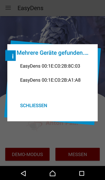 Die EasyDens-App hat mehr als ein Gerät in der Nähe gefunden