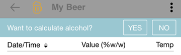 Turning on calculation of alcohol content