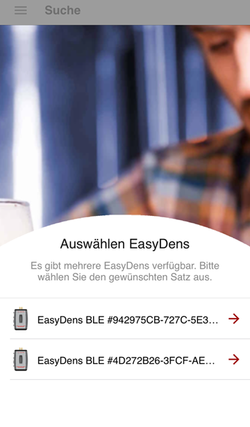 Die EasyDens-App hat mehr als ein Gerät in der Nähe gefunden