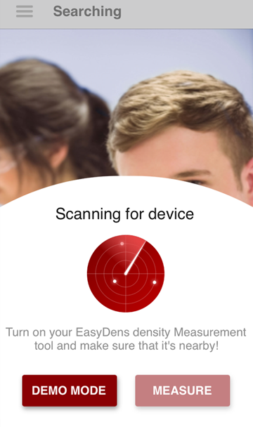 The EasyDens app scanning for instruments